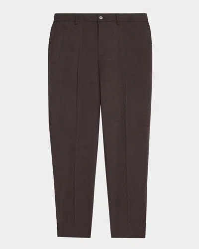 Theory Men's Curtis Drawstring Motion Wool Pants In Brown