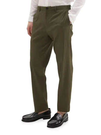Theory Men's Curtis Linen-blend Trousers In Dark Olive