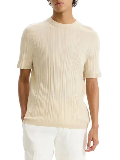 Theory Men's Damian Ribbed Crewneck T-shirt In Sand