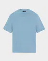 Theory Men's Damian Textured Knit Short-sleeve Sweater In Rainstorm