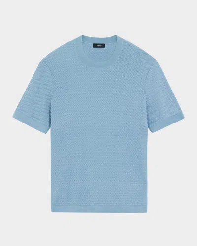 Theory Men's Damian Textured Knit Short-sleeve Sweater In Rainstorm
