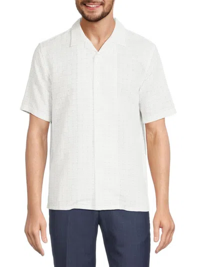 Theory Men's Daze Dot Linen Blend Camp Shirt In White