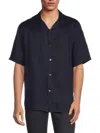 Theory Men's Daze Linen Camp Shirt In Baltic