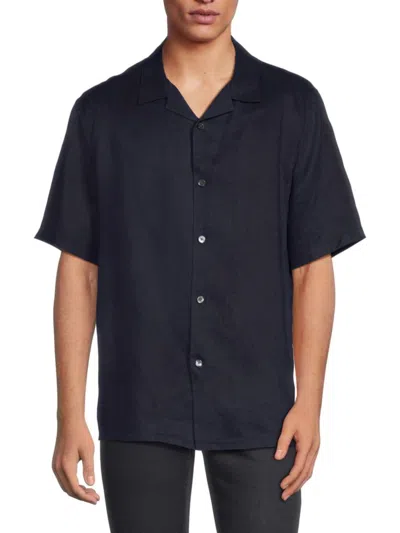 Theory Men's Daze Linen Camp Shirt In Baltic