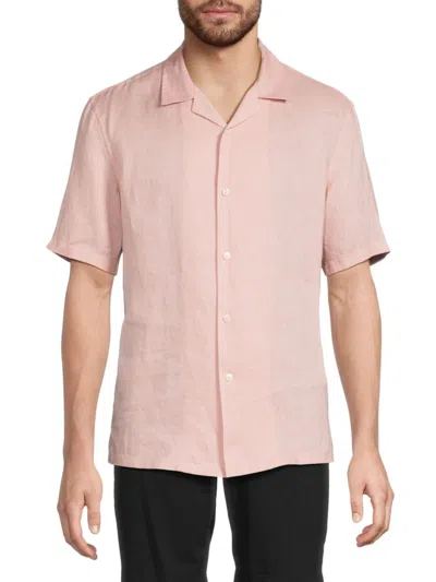Theory Men's Daze Linen Camp Shirt In Pink