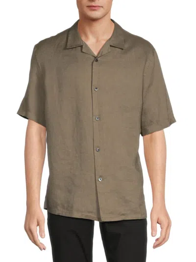 Theory Men's Daze Linen Camp Shirt In Wasabi