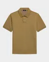 Theory Men's Delroy Double-knit Polo Shirt In Brown