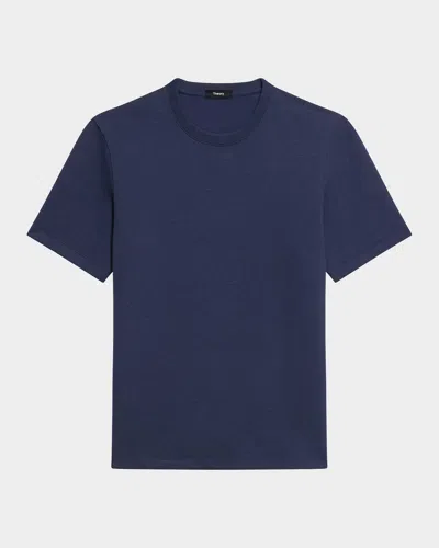 Theory Men's Delroy Double-knit T-shirt In Blue