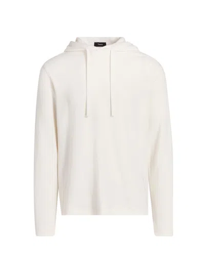 Theory Men's Delroy Striped Jacquard Hoodie In White
