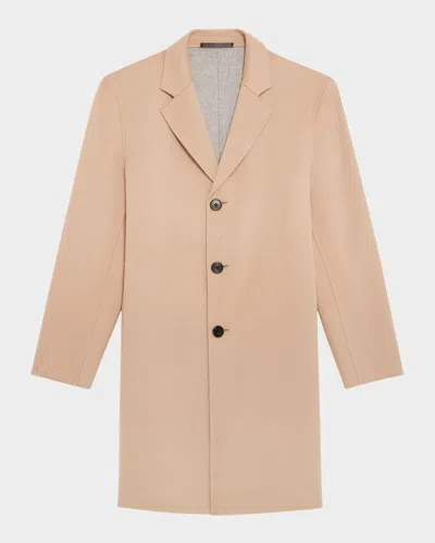 Theory Men's Double-breasted Topcoat In New Divide In New Camel