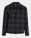 Theory Men's Double-face Wool Check Overshirt With Pocket In Multi