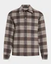 Theory Men's Double-face Wool Check Overshirt With Pocket In Multi