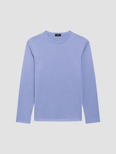 Theory Men's Essential Long-sleeved Crewneck T-shirt In Blue