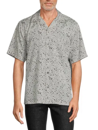Theory Men's Floral Camp Shirt In Black White