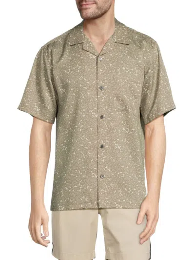 Theory Men's Floral Camp Shirt In Tan
