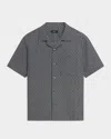 Theory Noll Gemometric Cotton Camp Shirt In Black