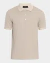 Theory Men's Geometric Jacquard Polo Shirt In Sand/walnut
