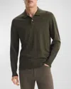 Theory Regal Merino Polo Sweater In Hunter Green Melange