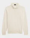 Theory Goris Long Sleeve Polo In Light Bilen Alabaster In Neutral