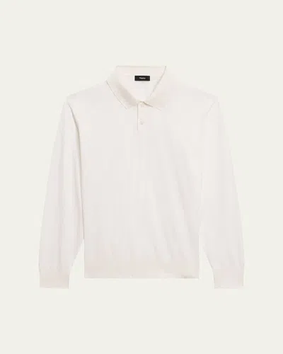 Theory Men's Goris Long-sleeve Polo Shirt In White