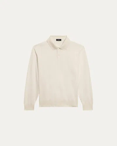 Theory Men's Goris Long-sleeve Polo Shirt In White