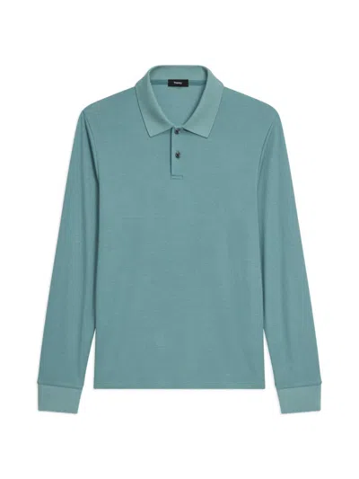 Theory Goris Long-sleeve Polo Shirt In Anemone Modal Jersey In Blue