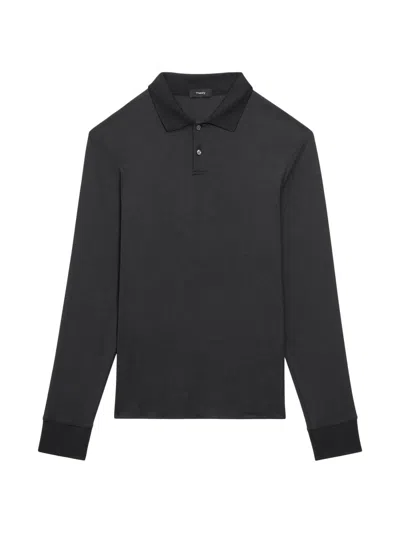 Theory Men's Goris Long-sleeve Polo Shirt In Black