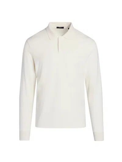 Theory Men's Goris Long-sleeve Polo Shirt In White