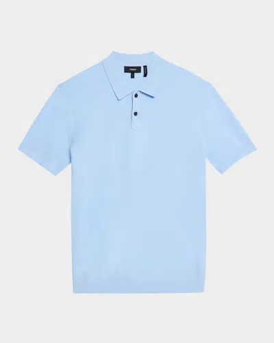 Theory Men's Goris Polo Shirt In Light Bilen In Clear Sky
