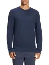 Theory Men's Herringbone Merino Wool-blend Sweater In Blue