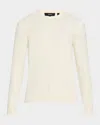 Theory Honeycomb Merino Wool Crewneck Sweater In Winter White