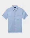 Theory Irving Solid Short Sleeve Linen Button-up Shirt In Rainstorm