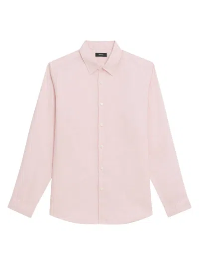 Theory Men's Irving Long-sleeve Linen Shirt In Pink