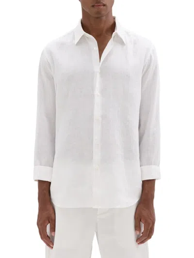 Theory Irving Shirt In Relaxed Linen In White