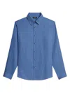 Theory Irving Solid Linen Button-up Shirt In Blue
