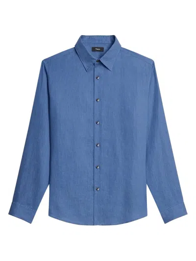 THEORY MEN'S IRVING LONG-SLEEVE LINEN SHIRT