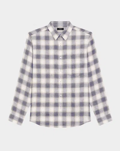 Theory Men's Irving Ombre Check Pocket Sport Shirt In Gray