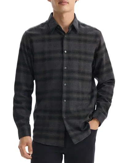 THEORY MEN'S IRVING SHADOW PLAID FLANNEL SHIRT