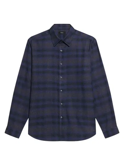 THEORY MEN'S IRVING SHADOW PLAID FLANNEL SHIRT