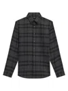 Theory Irving Plaid Cotton Flannel Button-up Shirt In Black
