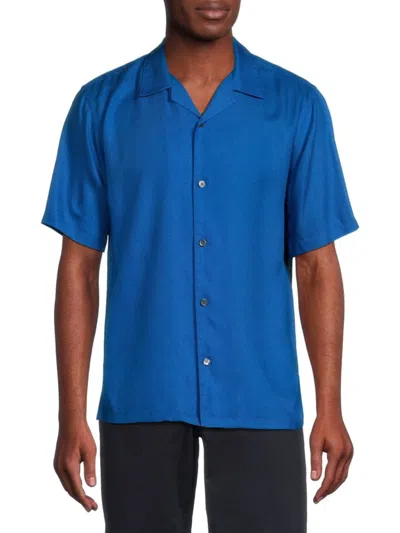Theory Men's Irving Short Sleeve Camp Shirt In Blue