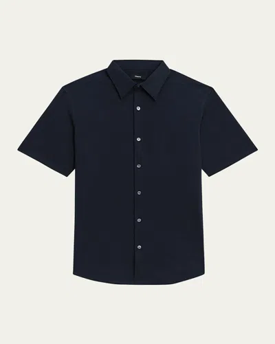 Theory Regal Merino Relaxed Button Down In Brown