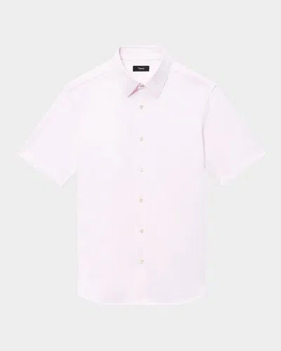 Theory Men's Irving Short Sleeve Shirt In Structure Knit In Dogwood