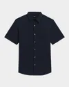 Theory Men's Irving Short Sleeve Shirt In Structure Knit In Eclipse