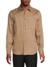Theory Men's Irving Solid Linen Shirt In Brown