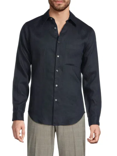 Theory Men's Irving Solid Linen Shirt In Baltic Blue