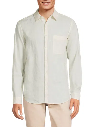 Theory Men's Irving Solid Linen Shirt In Ivory