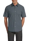 Theory Men's Irving Textured Cotton Shirt In Navy Grey