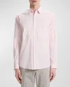Theory Men's Irving Wealth Striped Sport Shirt In White/pale Pink