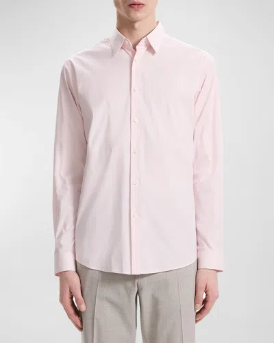 Theory Men's Irving Wealth Striped Sport Shirt In White/pale Pink